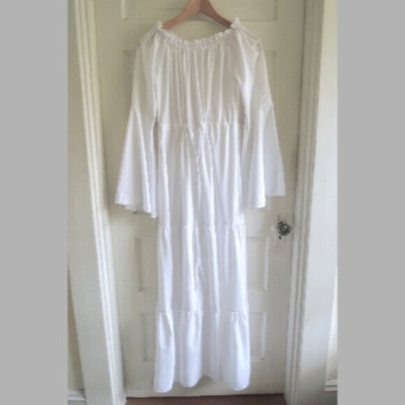 White Tiered Drawstring Shift Underdress Costume Cosplay M/L - Picture 2 of 6